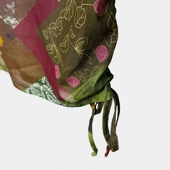 Patchwork Mesh Maxi Skirt Medium Indie 90s‎ Earthy Boho Fairy Grunge Artsy - Picture 5 of 11